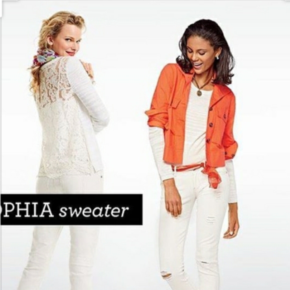 NWOT Cabi Shopia Long Sleeve Lace Back Ivory Sweater Top - Picture 3 of 8